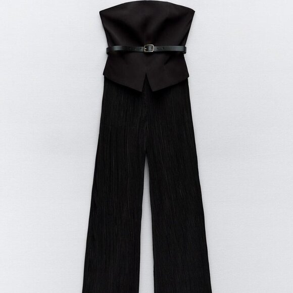 Zara BELTED MIXED PLEATED JUMPSUIT Size-M NEW WITH TAG! - Picture 4 of 7